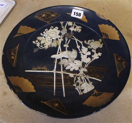 Japanese Shibayama type lacquer dish